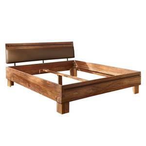 Massief houten bed Shan massief sheeshamhout/kunstleer