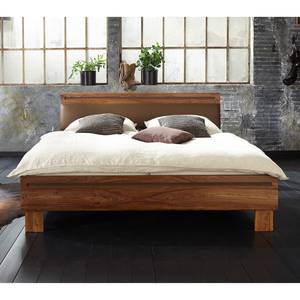 Massief houten bed Shan massief sheeshamhout/kunstleer