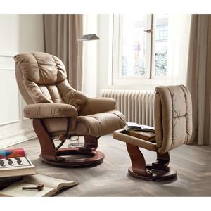 Fauteuil de relaxation Grunewald Avec repose-pieds - Cuir véritable / Imitation cuir - Marron / Imitation Noyer