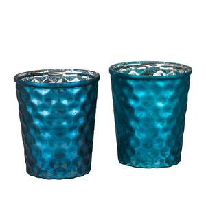 Lanternes Megan 12 cm (lot de 2) Bleu - Verre - Hauteur : 12 cm
