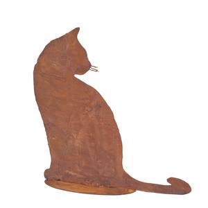 Chat métallique Tom, assis Marron - Métal - 30 x 30 x 0.2 cm