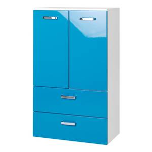 Kleine kast a-qua hoogglans turquoise/wit - breedte: 70 cm