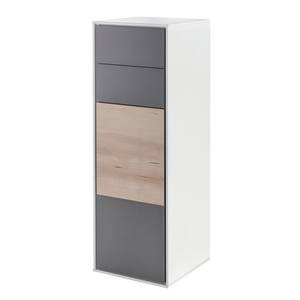 Kleine kast Bodo I beukenhouten look/basaltkleurig/mat wit - Scharnieren links