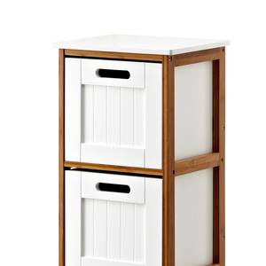 Armoire midi Jakob Bambou partiellement massif - Bambou / Blanc mat - Hauteur : 111 cm