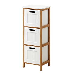 Armoire midi Jakob Bambou partiellement massif - Bambou / Blanc mat - Hauteur : 86 cm