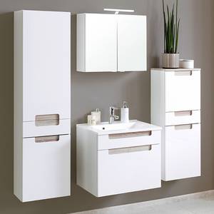 Armoire midi Laris Blanc brillant / Imitation chêne de Sonoma