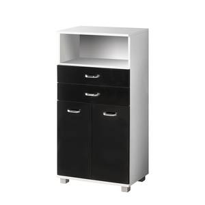 Armoire midi Lugano Noir brillant / Blanc nacré - 1 porte