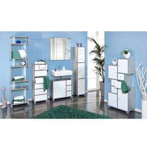 Armoire midi Lund III Blanc brillant / Gris minéral