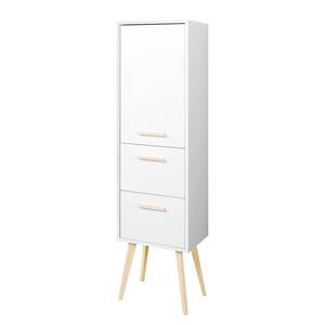 Armoire colonne Oslo Partiellement en hêtre massif - Blanc mat - Largeur : 40 cm