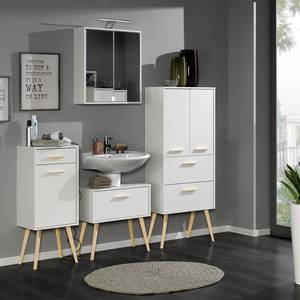 Armoire colonne Oslo Partiellement en hêtre massif - Blanc mat - Largeur : 60 cm