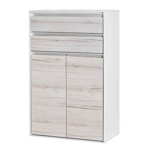 Armoire midi Tinus Imitation chêne couleur blanche - 65 cm - Imitation chêne blanc - Largeur : 65 cm