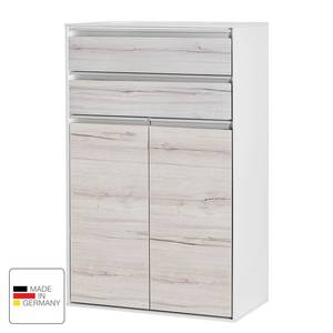 Armoire midi Tinus Imitation chêne couleur blanche - 65 cm - Imitation chêne blanc - Largeur : 65 cm