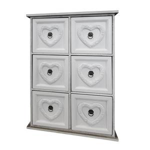 Kast Navutu III deels massief paulowniahout - wit/antiek beige