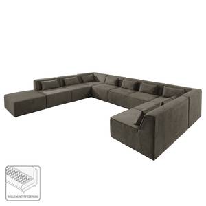 Canapé panoramique modulable Pilmore Microvelours - Taupe