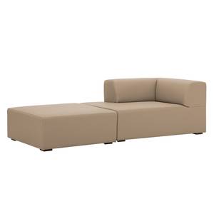 Chaise longue Seed echt leer - Echt leer Gad: Taupe - Armleuning vooraanzicht rechts