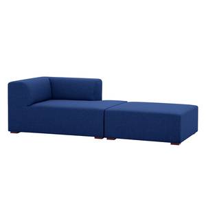 Chaise longue Seed geweven stof - Stof Ramira: Blauw - Armleuning vooraanzicht links