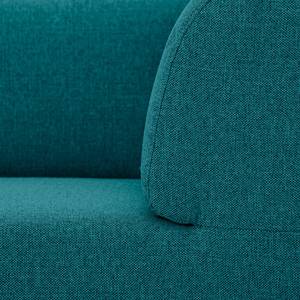 Chaise longue Seed geweven stof - Stof Ramira: Turquoise - Armleuning vooraanzicht links