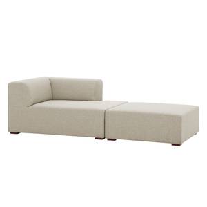 Chaise longue Seed geweven stof - Stof Selva: Beige - Armleuning vooraanzicht links