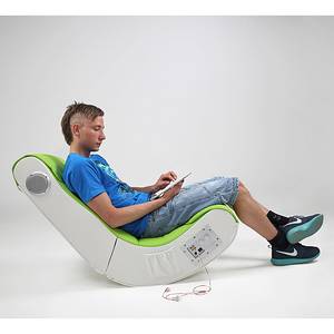 Fauteuil multimédia Racer III Cuir synthétique - Vert clair / Blanc