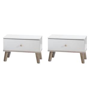 Lot de 2 tables de chevet Bergen Classic Blanc alpin / Chêne rustique