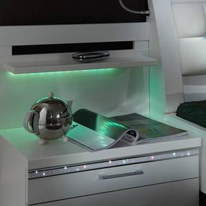 Comodino Dubai Bianco alpino - Con pannello e illuminazione RGB