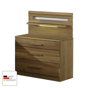 Comodino Münster Parzialmente in legno massello di quercia - Larghezza: 60 cm - Con pannello e illuminazione