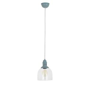 Suspension Mumbai Verre / Acier - 1 ampoule - Gris bleu