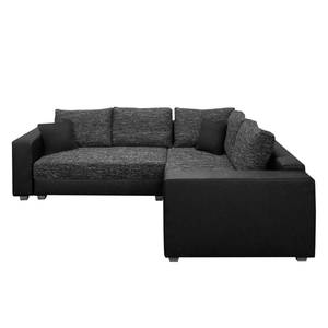 Ecksofa Dublin I (mit Schlaffunktion) Kunstleder/Strukturstoff - Schwarz / Anthrazit - Breite: 254 cm