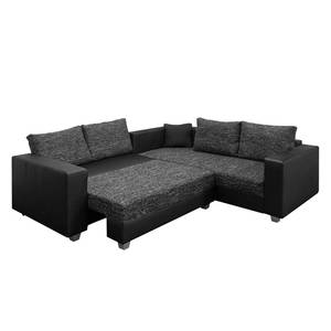 Canapé d'angle Dublin I (convertible) Imitation cuir / Tissu structuré - Noir / Anthracite - Largeur : 254 cm