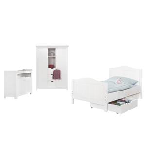 Kinderkamerset Nina 1- (3-delig, bed, commode met deuren en 2-deurige kledingkast met middenstuk