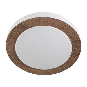 LED-Deckenleuchte Gordon Circle Kunststoff - 1-flammig - Weiß / Walnuss Dekor - Durchmesser: 28 cm