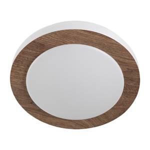 LED-Deckenleuchte Gordon Circle Kunststoff - 1-flammig - Weiß / Walnuss Dekor - Durchmesser: 38 cm