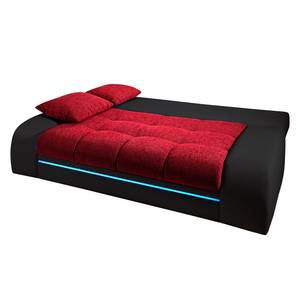 Canapé convertible Rainbowlight Imitation cuir / Tissu structuré - Noir / Rouge