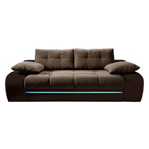 Schlafsofa Rainbowlight (mit LED-Beleuchtung) - Kunstleder/Strukturstoff - Dunkelbraun / Braun