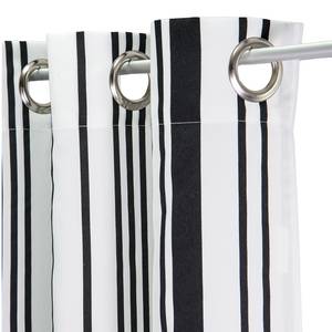 Rideaux à illets T-Graphic Stripes Noir - Blanc - Textile - 140 x 245 cm