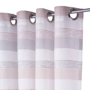 Gordijn T-Simple Stripes geweven stof - Wit/roze