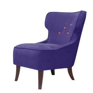 Fauteuil à oreilles Audrey Button Tissu Tissu Vaire Violet-Orange