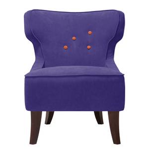 Fauteuil à oreilles Audrey Button Tissu Tissu Vaire Violet-Orange