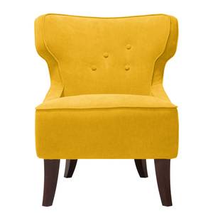 Fauteuil à oreilles Audrey Tissu Tissu Vaire : Jaune moutarde