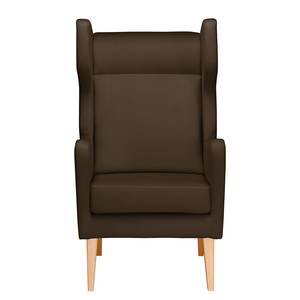 Oorfauteuil Bucoli geweven stof structuurstof - Bruin - Met hocker