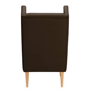 Oorfauteuil Bucoli geweven stof structuurstof - Bruin - Met hocker