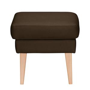 Fauteuil à oreilles Bucoli Tissu structuré - Marron - Avec repose-pieds