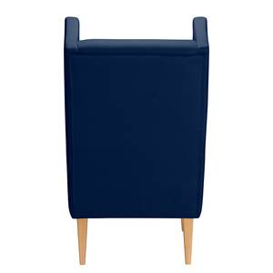 Fauteuil à oreilles Bucoli Tissu structuré - Bleu foncé - Avec repose-pieds