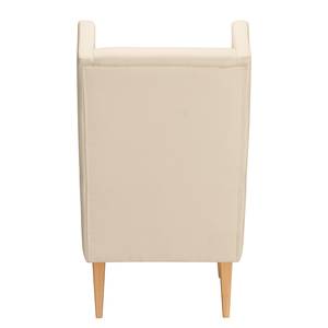 Oorfauteuil Bucoli geweven stof structuurstof - Ecrú - Met hocker