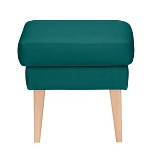 Oorfauteuil Bucoli geweven stof structuurstof - Petrolblauw - Met hocker