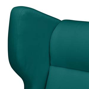 Oorfauteuil Bucoli geweven stof structuurstof - Petrolblauw - Met hocker