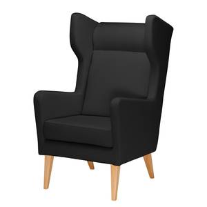 Oorfauteuil Bucoli geweven stof structuurstof - Antraciet - Zonder hocker