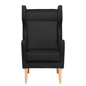 Fauteuil à oreilles Bucoli Tissu structuré - Anthracite - Sans repose-pieds