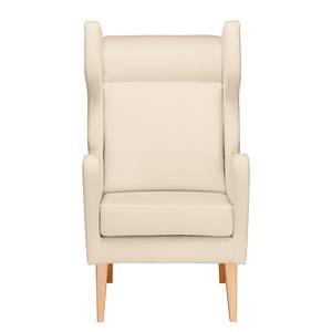 Oorfauteuil Bucoli geweven stof structuurstof - Ecrú - Zonder hocker