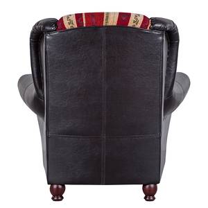 Fauteuil à oreilles Mosambik Cuir synthétique / Tissu - Noir / Rouge foncé